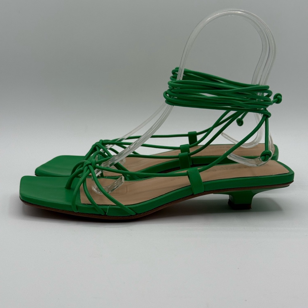 Veronica Beard Jungle Green Foley Heel Tie Sandals Size 6M - Picture 7 of 16